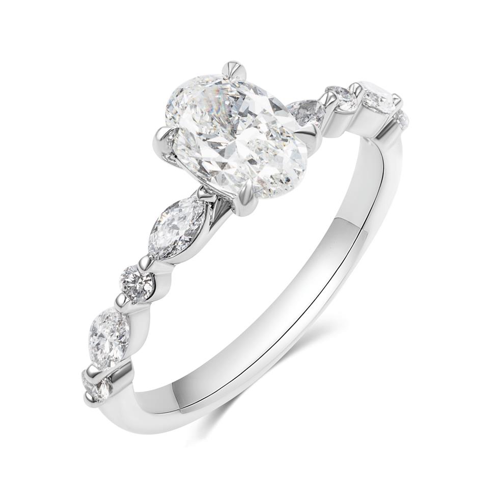 Platinum Oval Diamond Engagement Ring 1.00ct Thumbnail Image 0