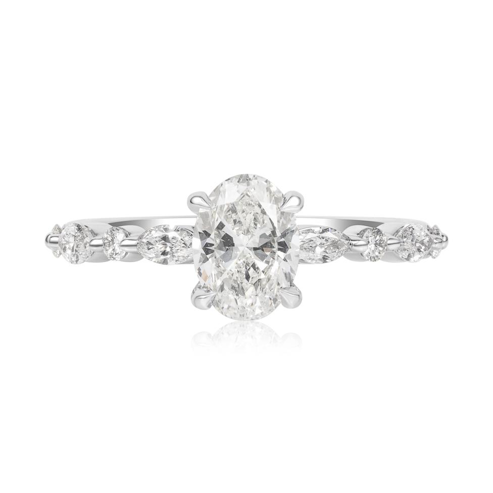 Platinum Oval Diamond Engagement Ring 1.00ct Thumbnail Image 2