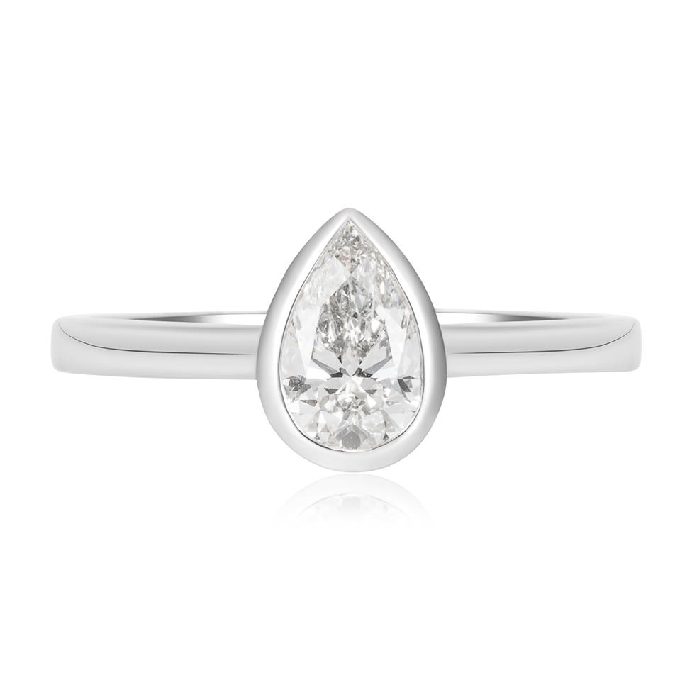 Platinum Bezel Set Pear Diamond Solitaire Engagement Ring 0.80ct Thumbnail Image 1