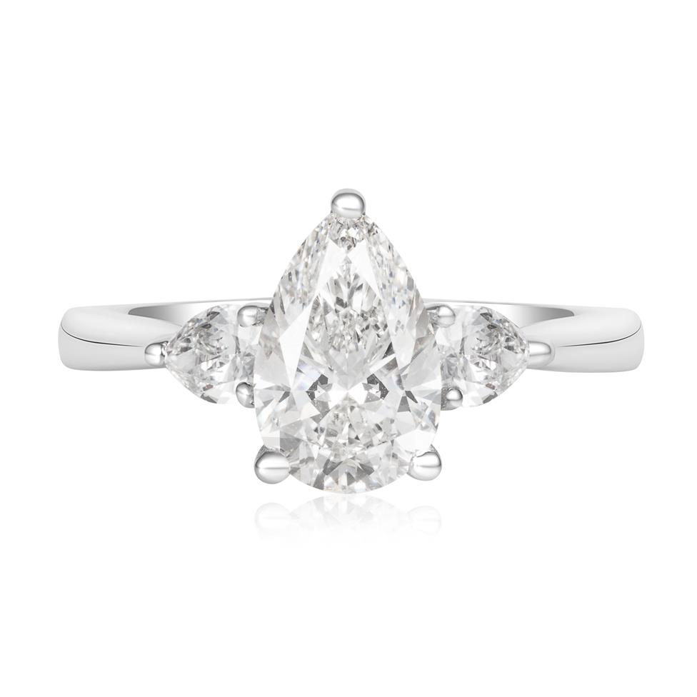 Platinum Lab Grown Pear Diamond Engagement Ring 1.50ct Thumbnail Image 1