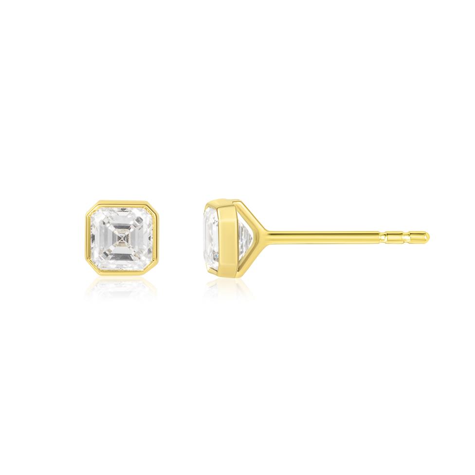 18ct Yellow Gold Asscher Cut Diamond Earrings 0.80ct Thumbnail Image 0