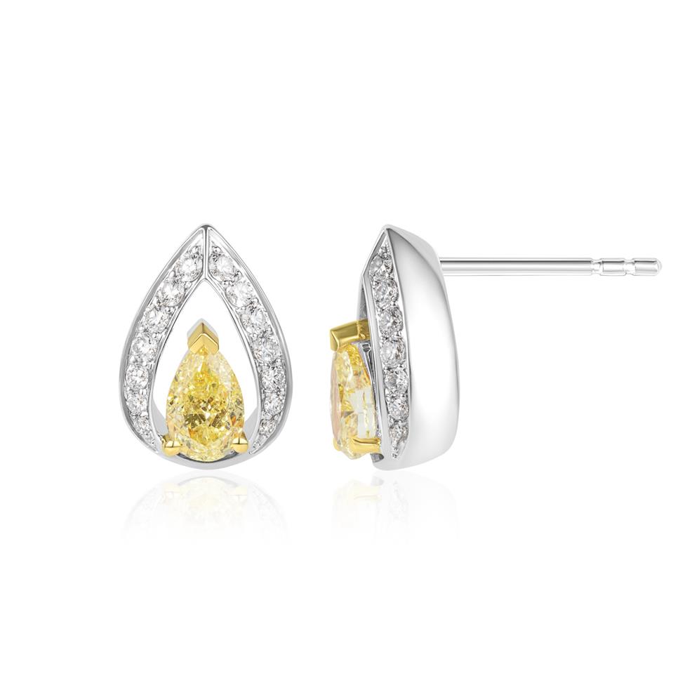 Theia 18ct White Gold Yellow Diamond Stud Earrings Thumbnail Image 0