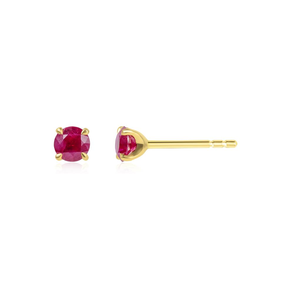 18ct Yellow Gold Ruby Stud Earrings Thumbnail Image 0