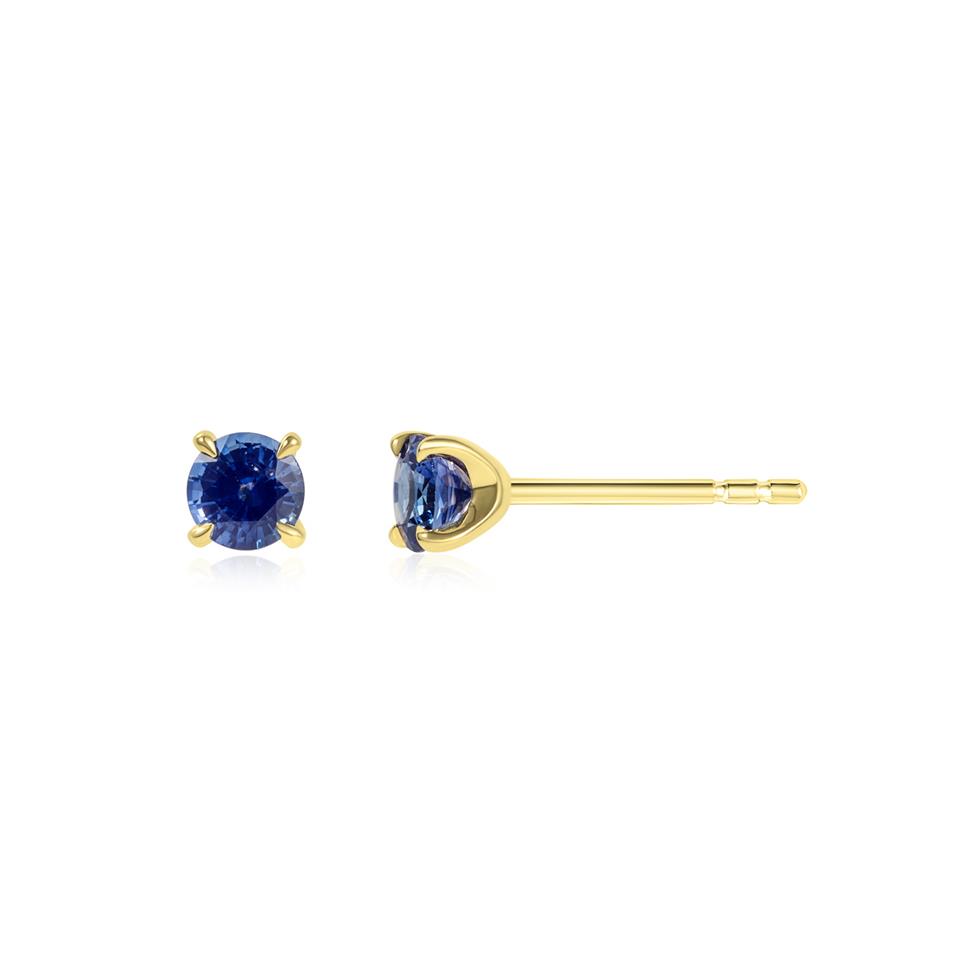 18ct Yellow Gold Blue Sapphire Stud Earrings Thumbnail Image 0
