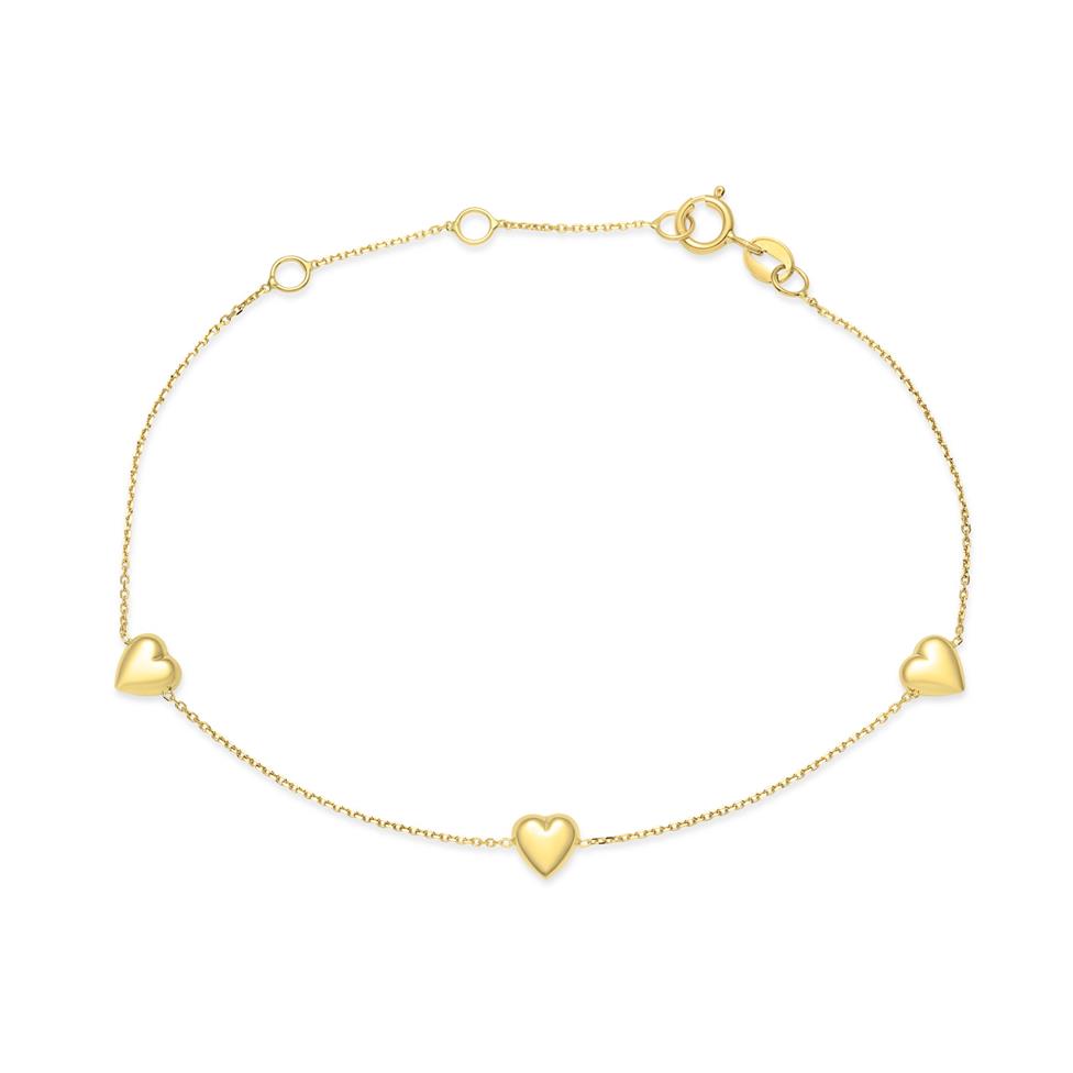 18ct Yellow Gold Three Heart Bracelet Thumbnail Image 0