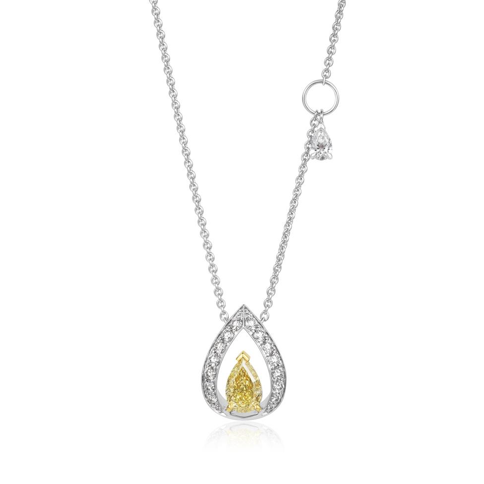 Theia 18ct White Gold Yellow Diamond Necklace Thumbnail Image 0