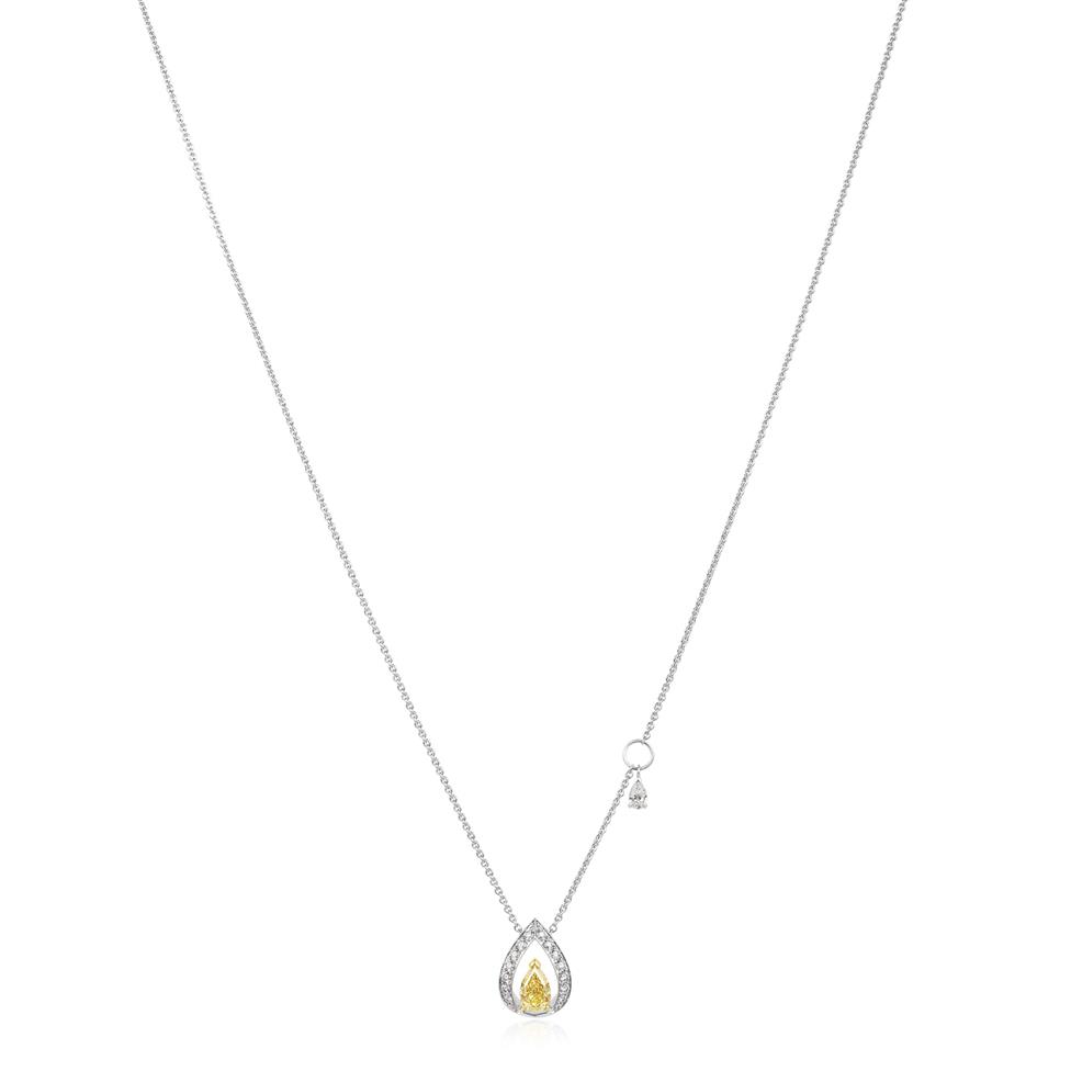 Theia 18ct White Gold Yellow Diamond Necklace Thumbnail Image 1