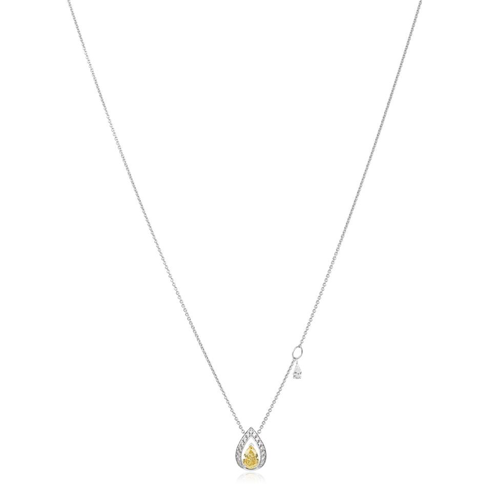 Theia 18ct White Gold Yellow Diamond Necklace Thumbnail Image 2