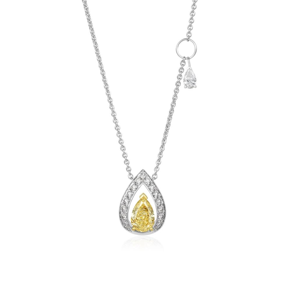 Theia 18ct White Gold Yellow Diamond Necklace Thumbnail Image 0