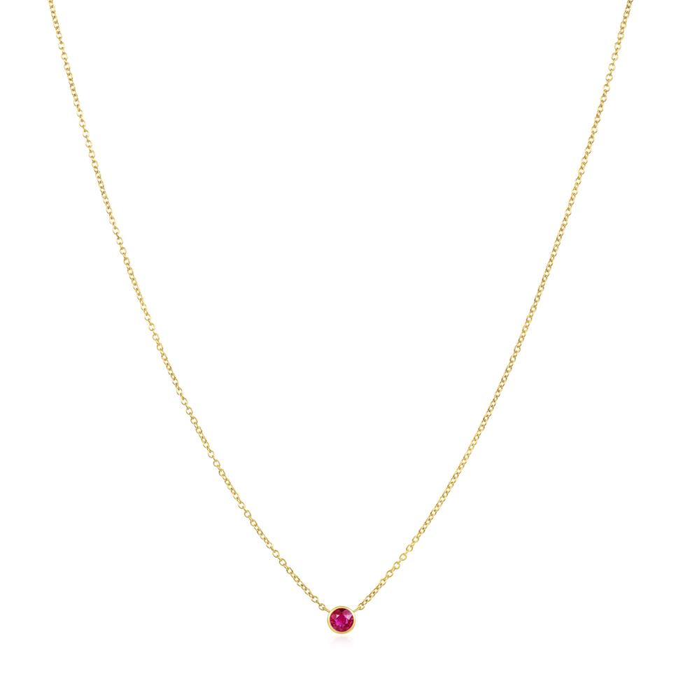 18ct Yellow Gold Ruby Solitaire Necklace Thumbnail Image 1