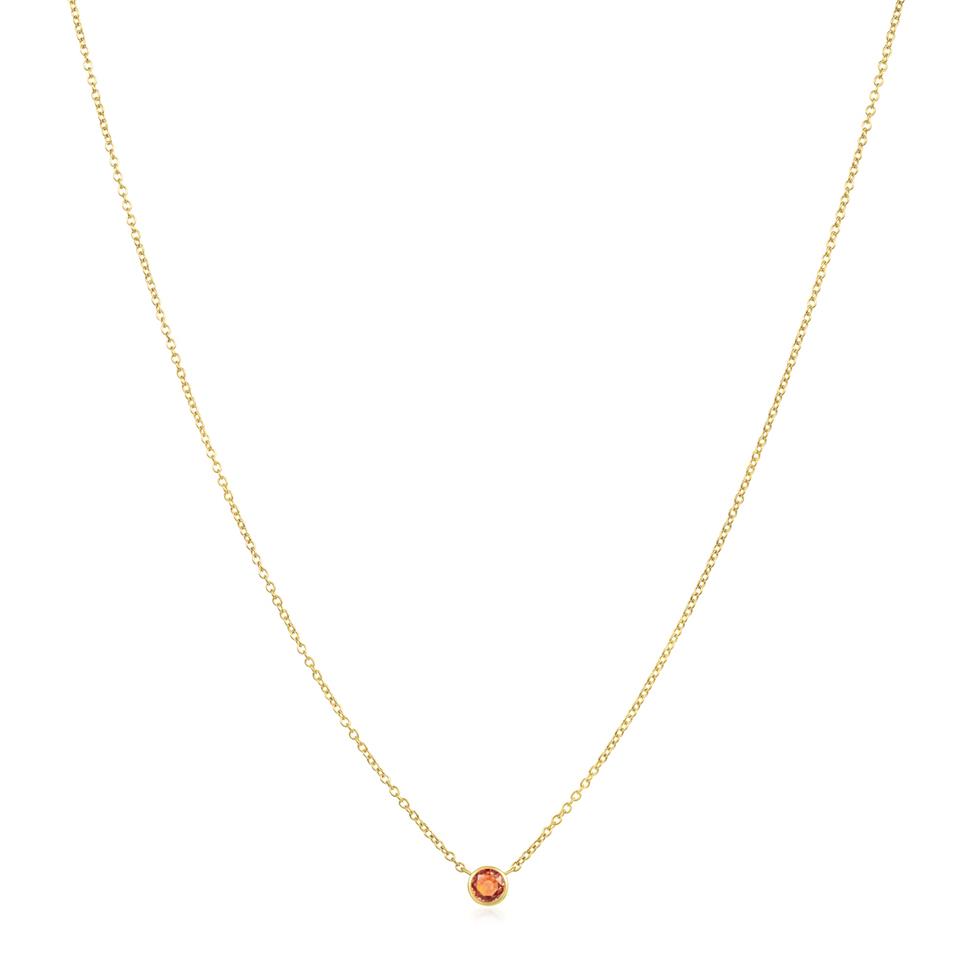 18ct Yellow Gold Orange Sapphire Solitaire Necklace Thumbnail Image 1