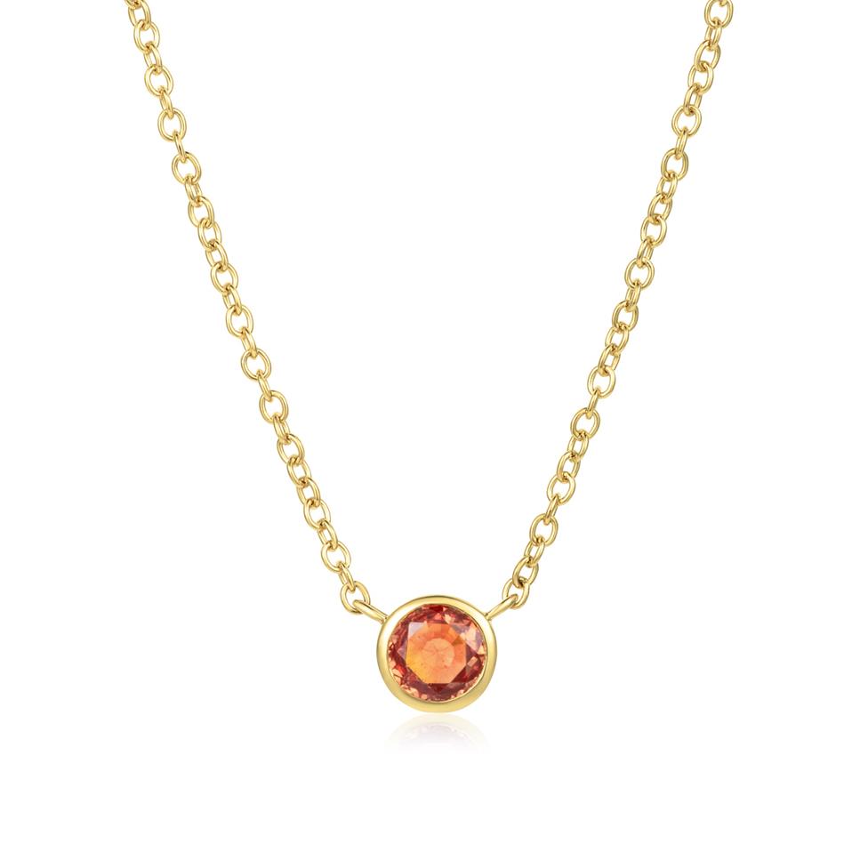 18ct Yellow Gold Orange Sapphire Solitaire Necklace Thumbnail Image 0