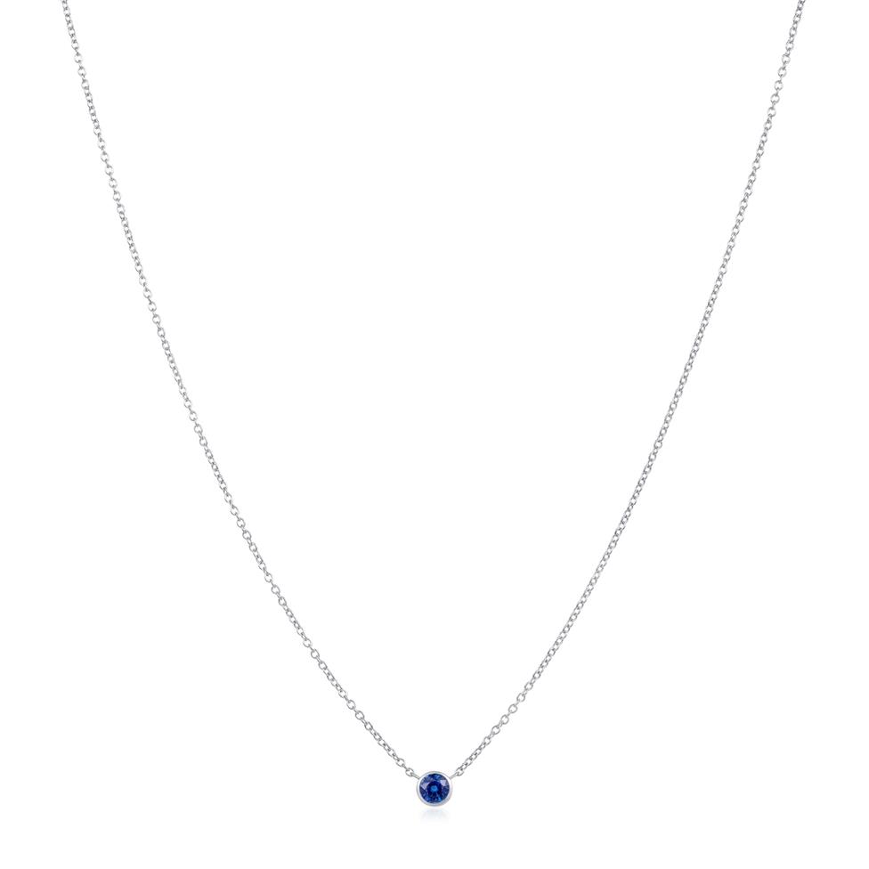 18ct White Gold Sapphire Solitaire Necklace Thumbnail Image 2