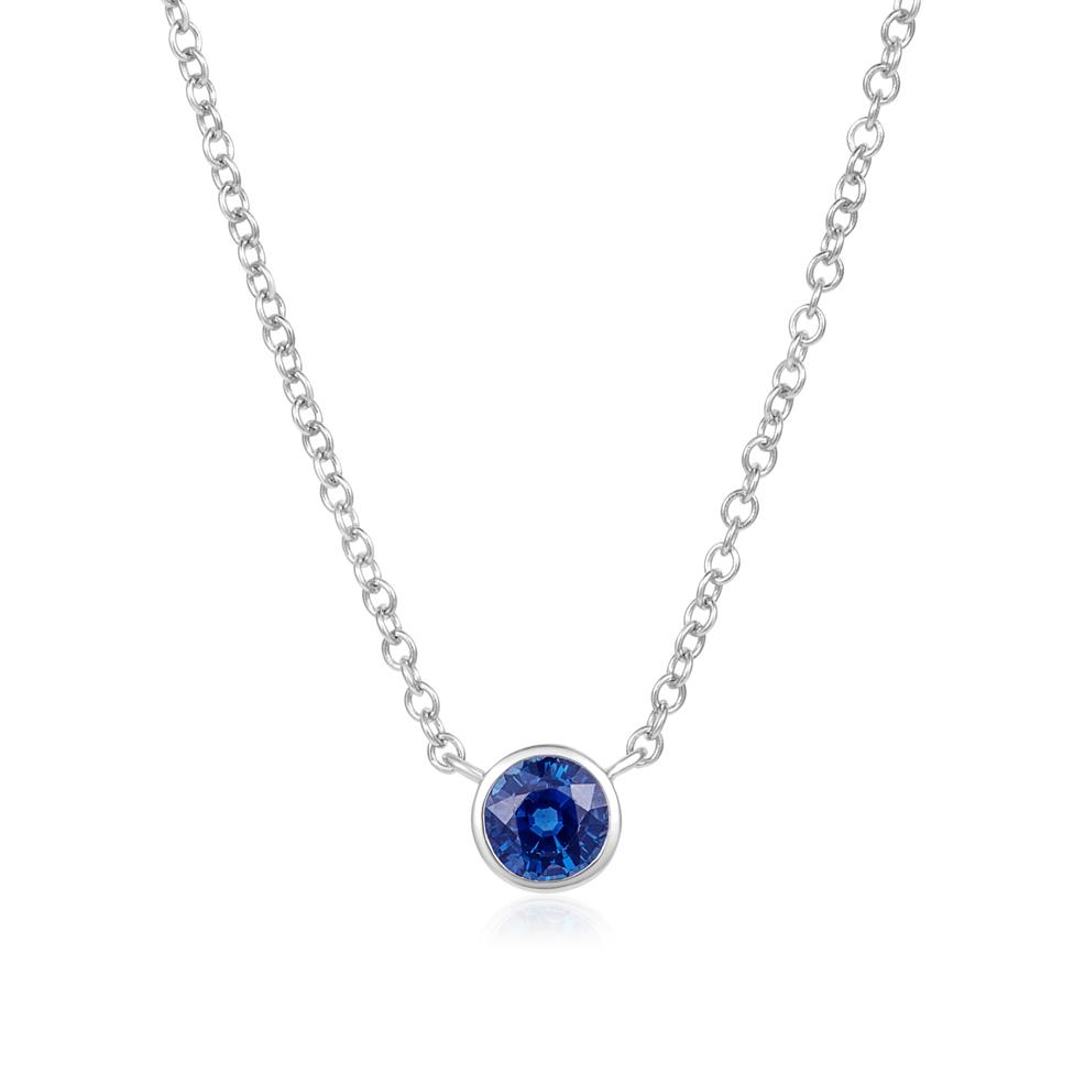 18ct White Gold Sapphire Solitaire Necklace Thumbnail Image 0