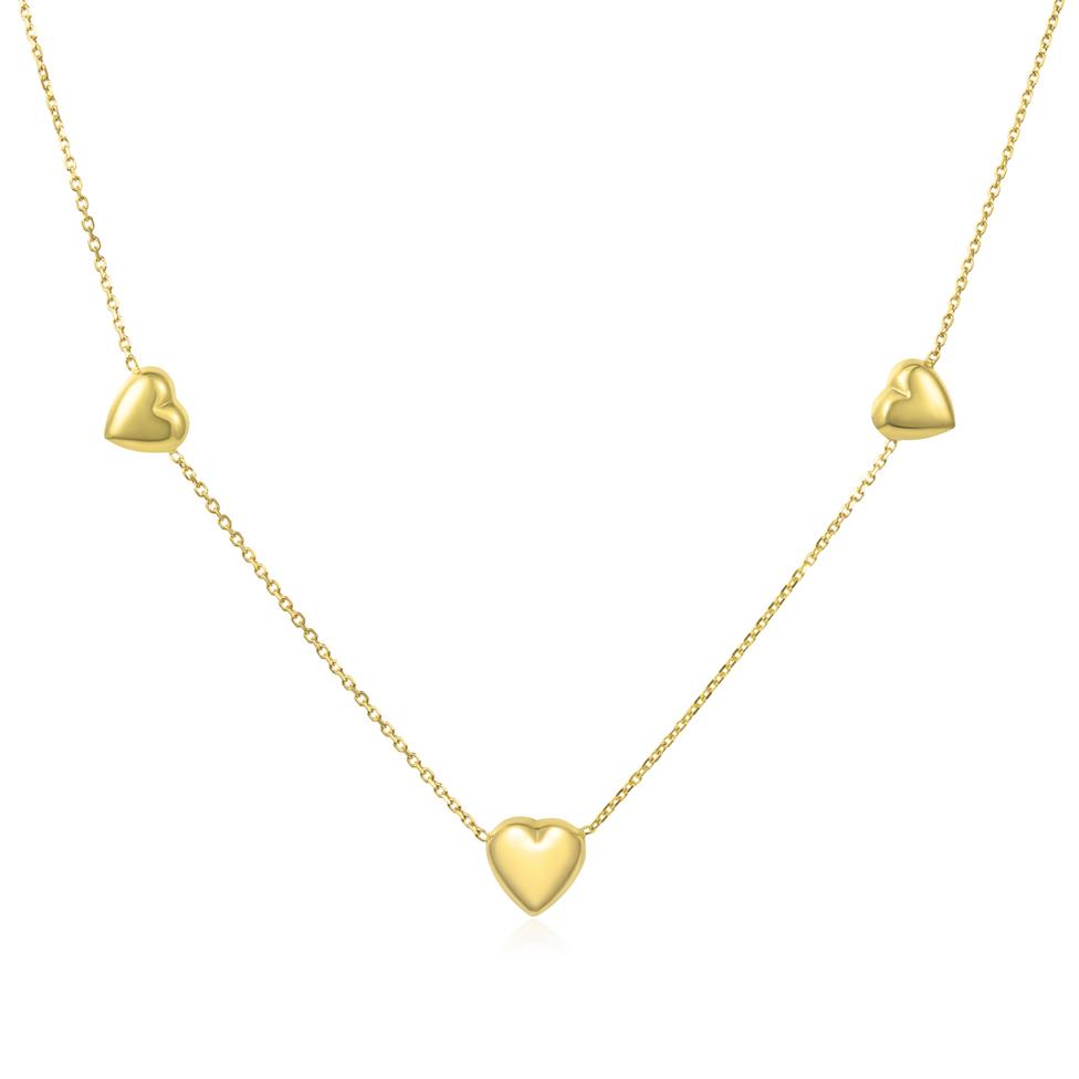 18ct Yellow Gold Three Heart Necklace Thumbnail Image 0