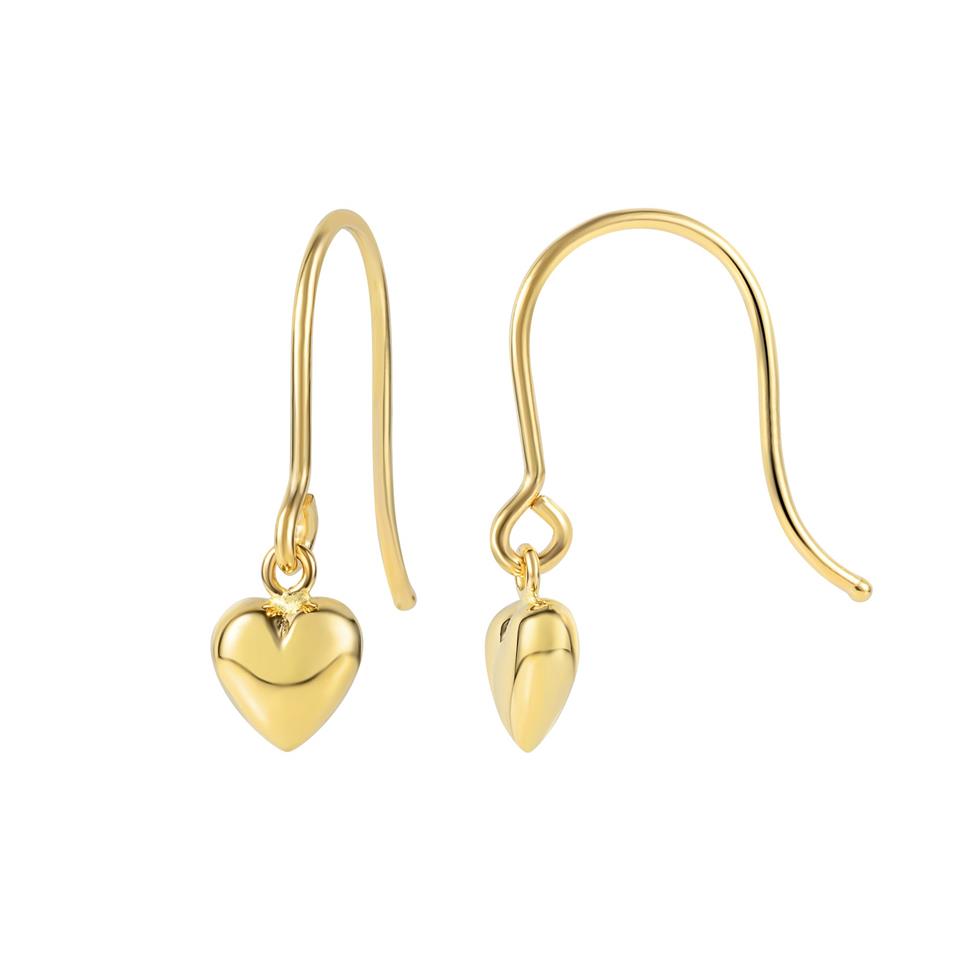 18ct Yellow Gold Heart Drop Earrings Thumbnail Image 0