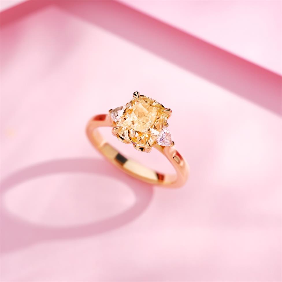 18ct Yellow Gold Yellow Cushion Diamond Engagement Ring 3.08ct Thumbnail Image 2