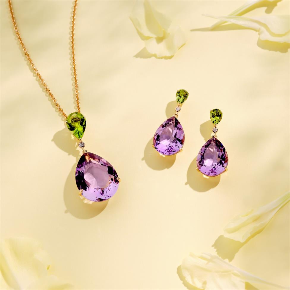 Sweetpea Amethyst and Peridot Earrings Thumbnail Image 2