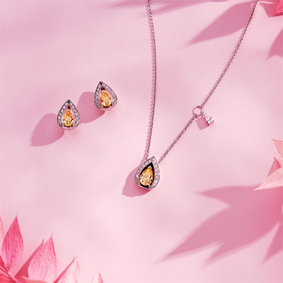 Theia 18ct White Gold Yellow Diamond Necklace Thumbnail Image 3