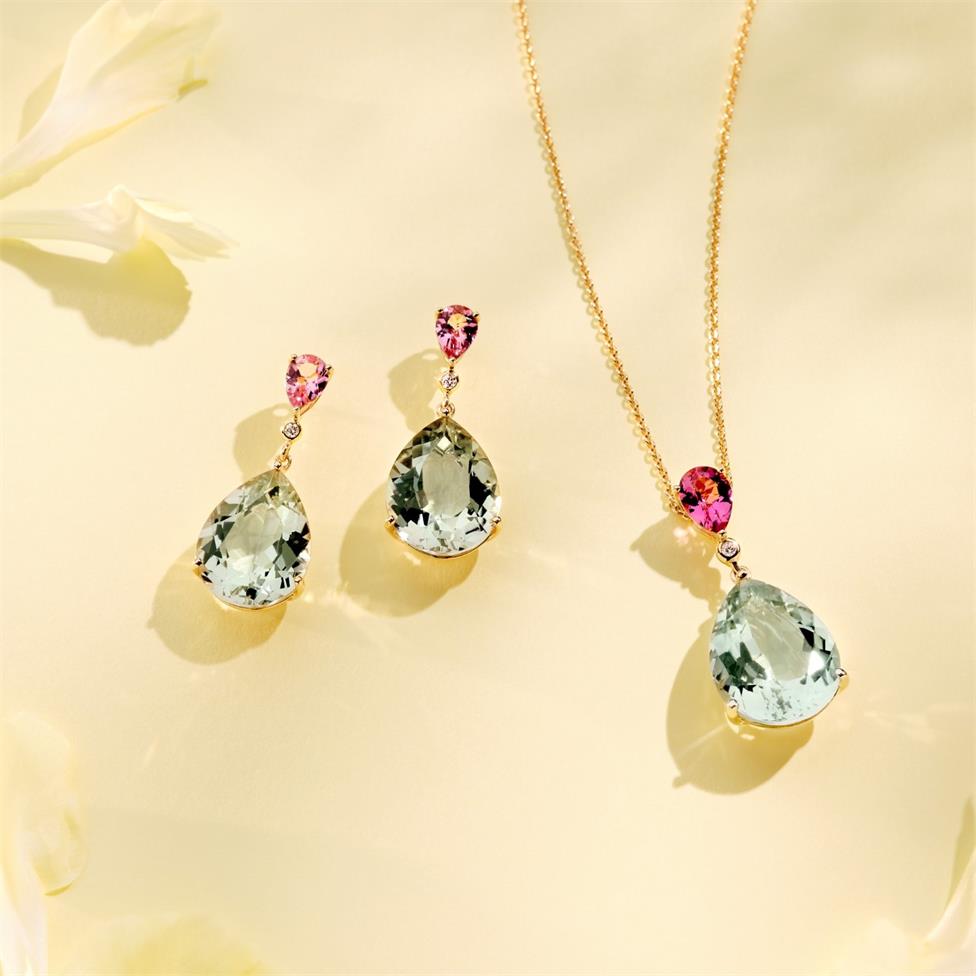 Sweetpea Green Amethyst and Pink Tourmaline Necklace Thumbnail Image 4