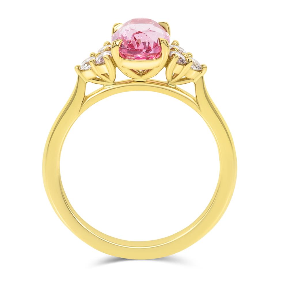18ct Yellow Gold Pink Spinel and Diamond Ring Thumbnail Image 2
