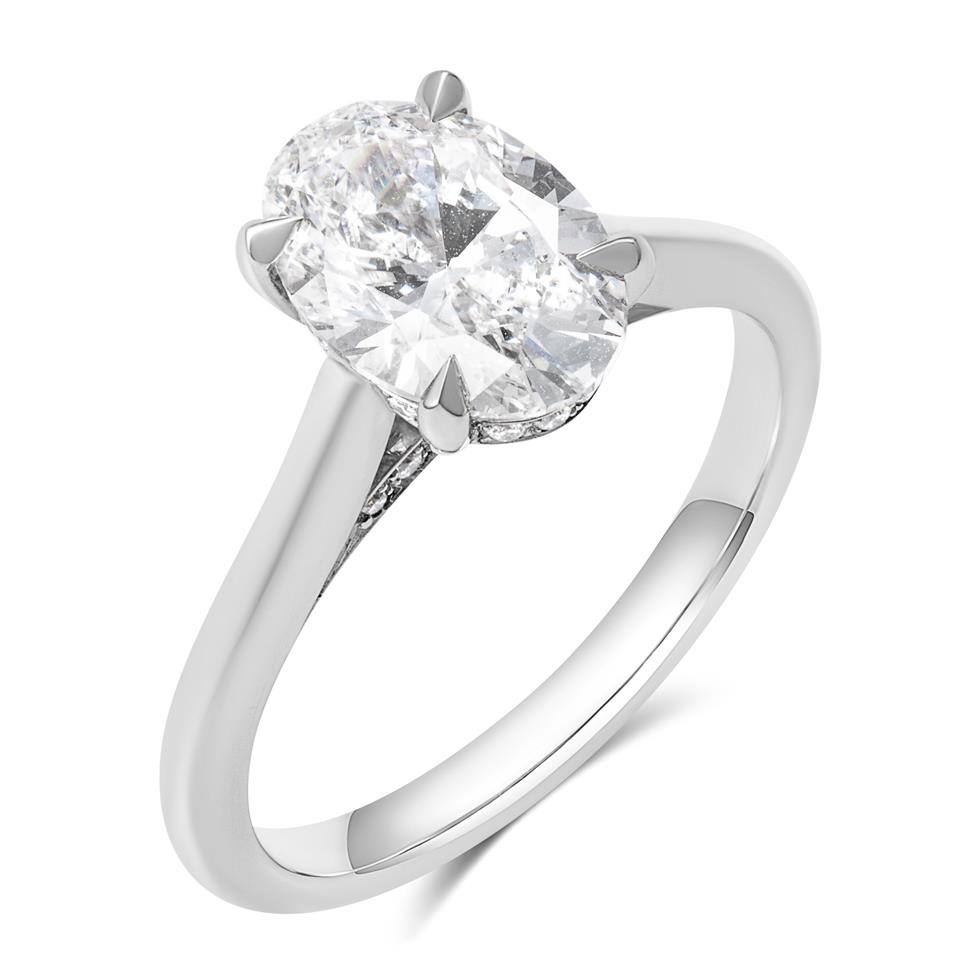 Platinum Oval Diamond Solitaire Engagement Ring 2.01ct Thumbnail Image 0