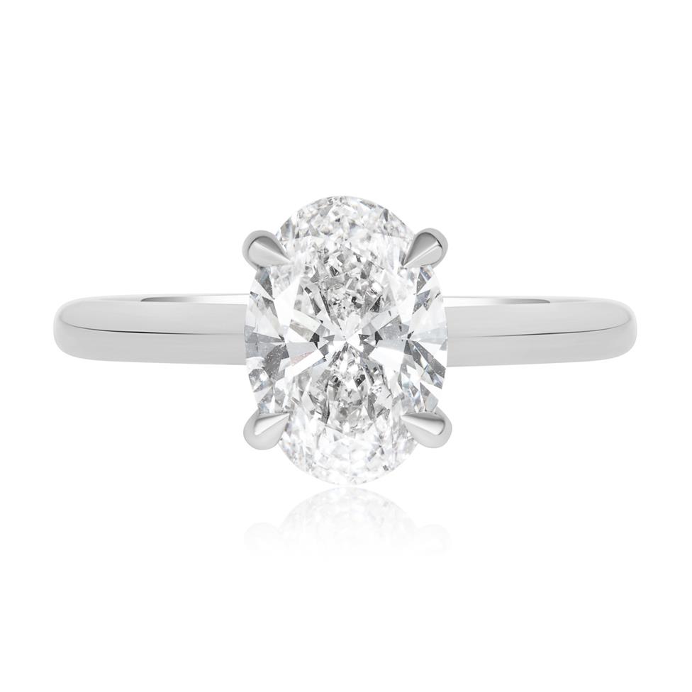 Platinum Oval Diamond Solitaire Engagement Ring 2.01ct Thumbnail Image 1