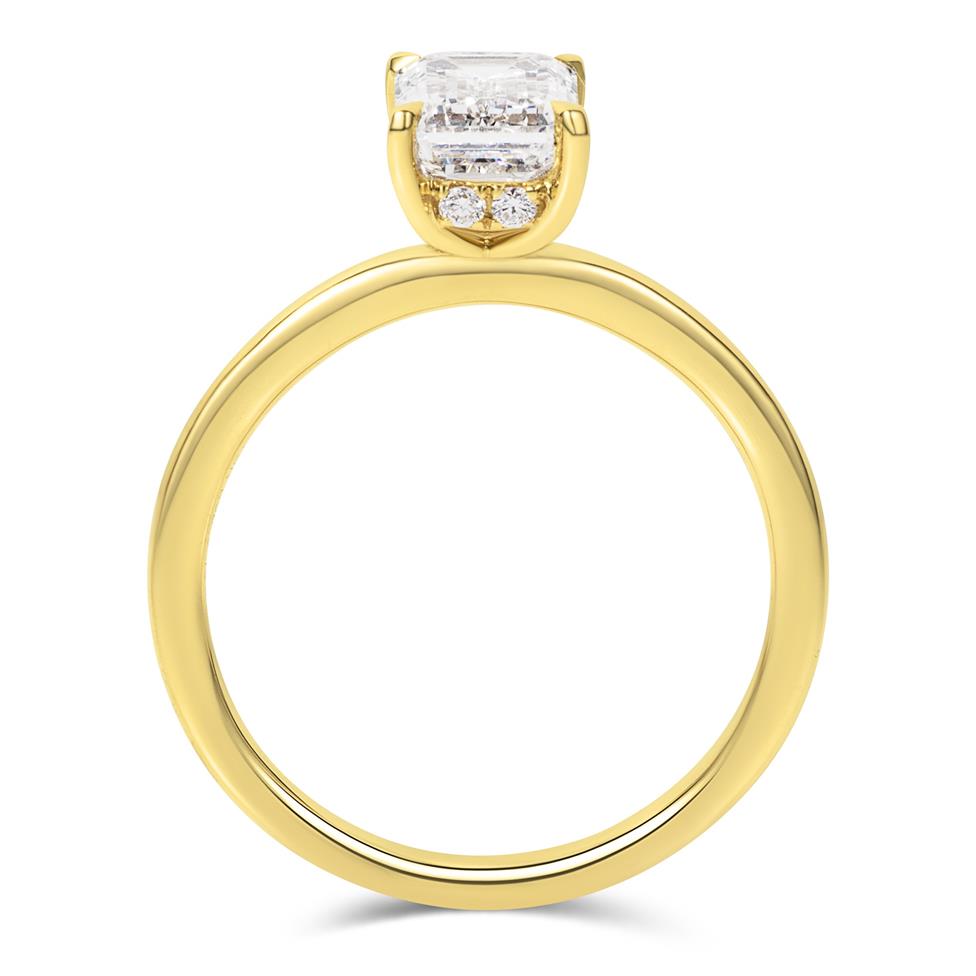 18ct Yellow Gold Lab Grown Emerald-Cut Diamond Engagement Ring 1.50ct Thumbnail Image 2