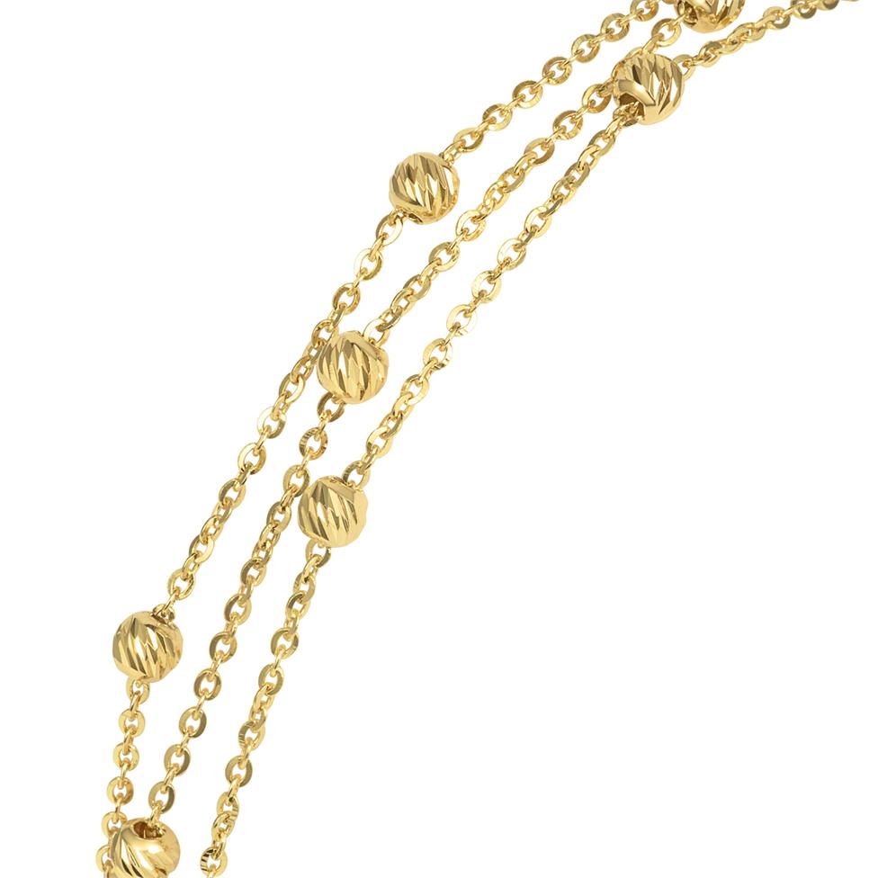 18ct Yellow Gold Three Strand Faceted Bead Station Bracelet Thumbnail Image 1