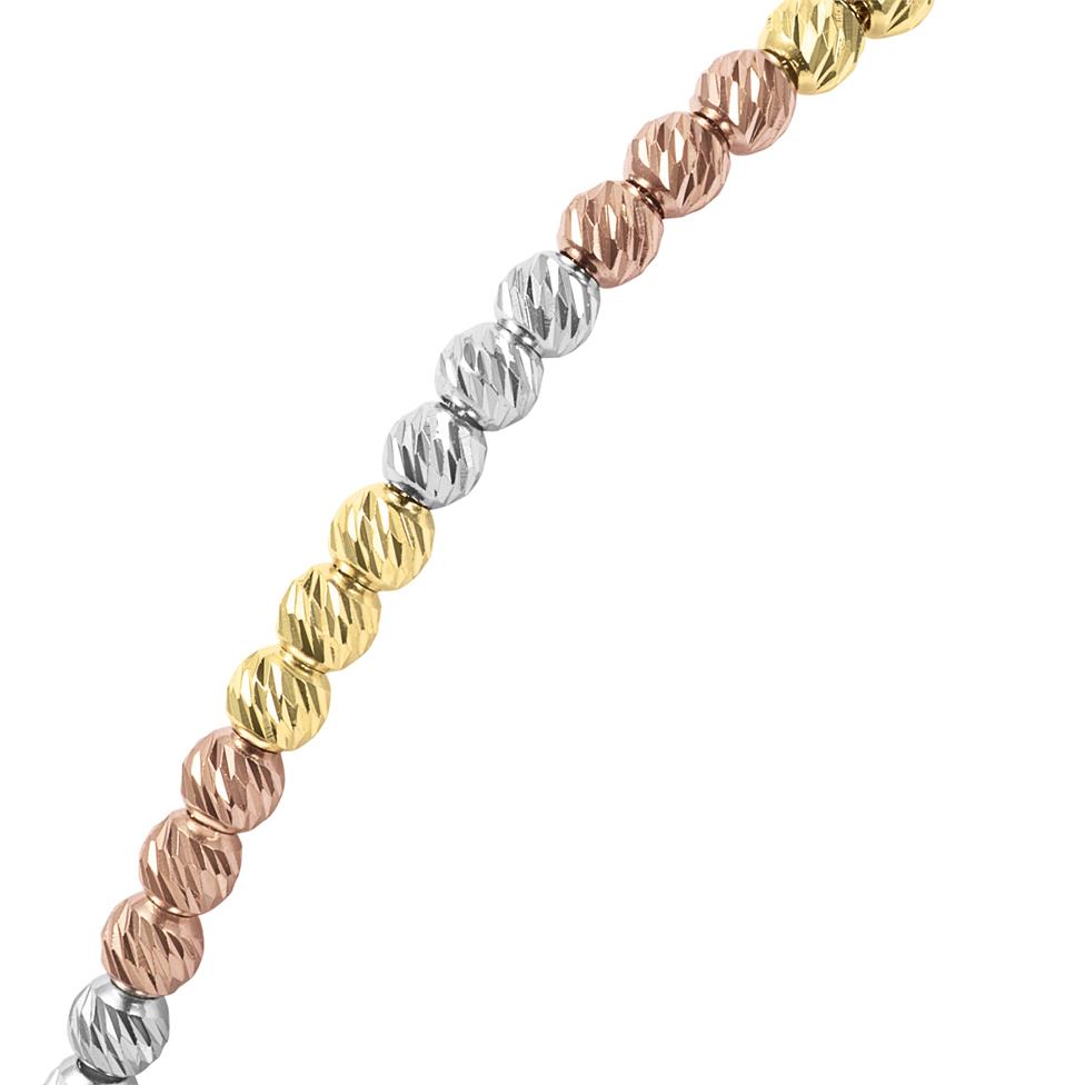 18ct Three Colour Gold Faceted Bead Detail Adjustable Bracelet Thumbnail Image 1