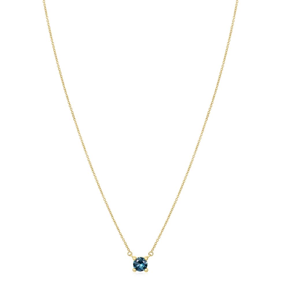 18ct Yellow Gold Teal Sapphire Necklace Thumbnail Image 1