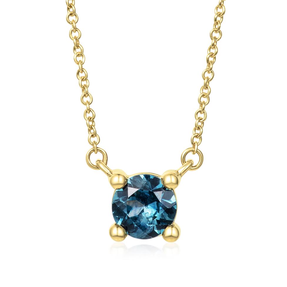 18ct Yellow Gold Teal Sapphire Necklace Thumbnail Image 0