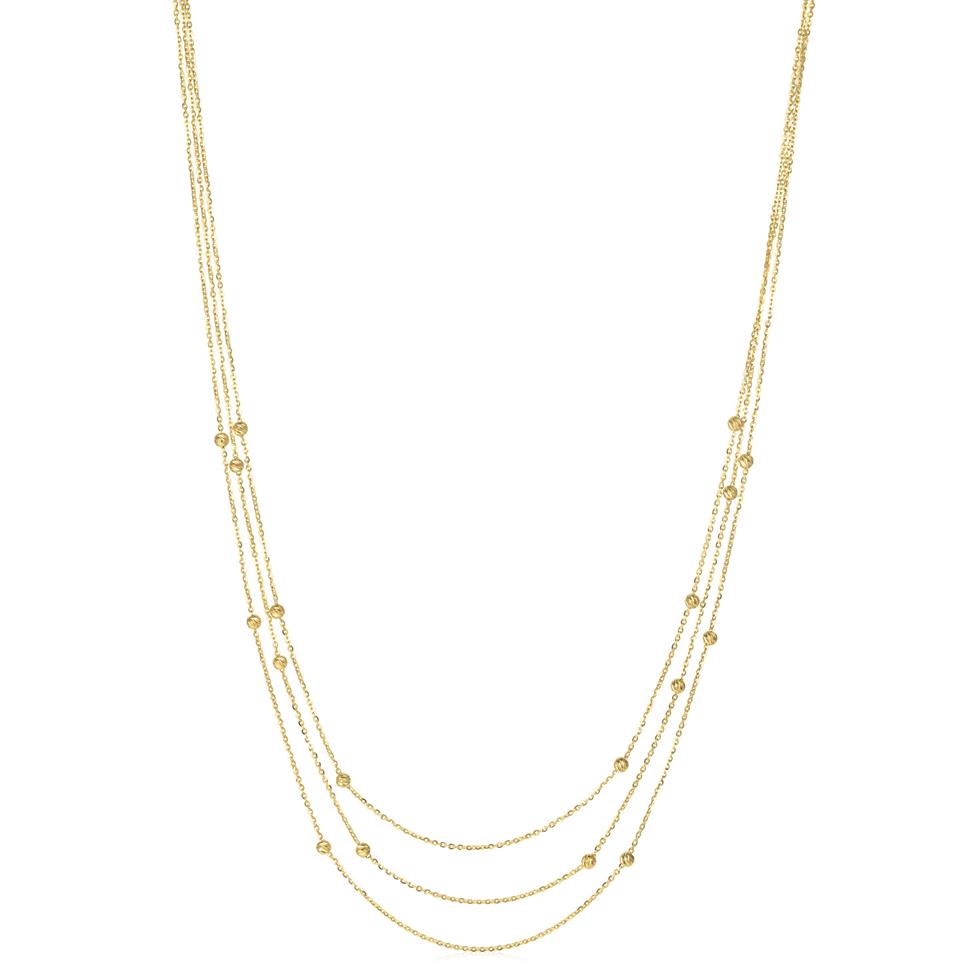 18ct Yellow Gold Faceted Bead Detail Station Necklace Thumbnail Image 0