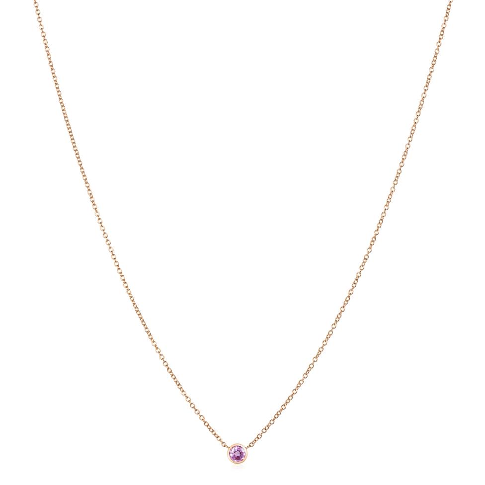 18ct Rose Gold Pink Sapphire Solitaire Necklace Thumbnail Image 1