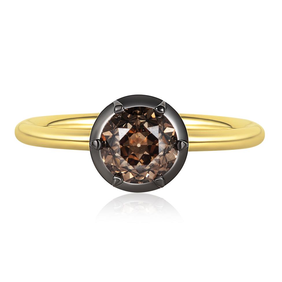 18ct Yellow Gold Old Cut Cognac Diamond Engagement Ring 1.22ct Thumbnail Image 1