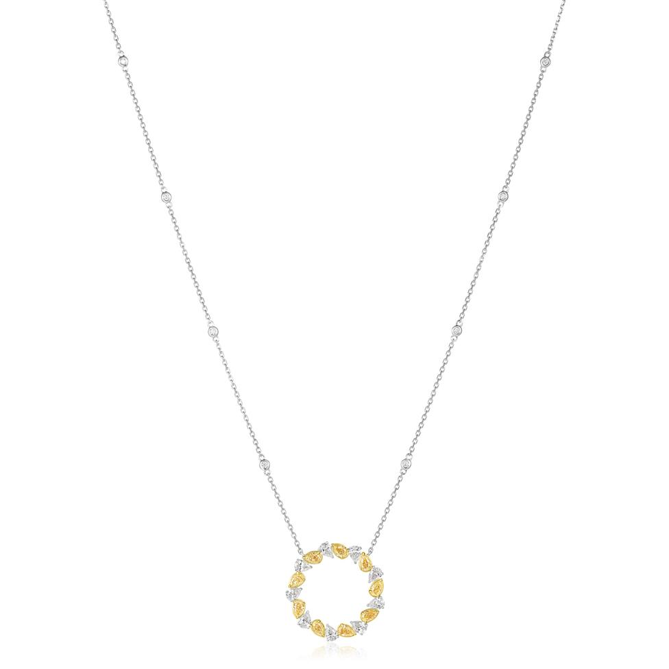 Aurora White Gold Yellow Diamond Circle Necklace Thumbnail Image 2