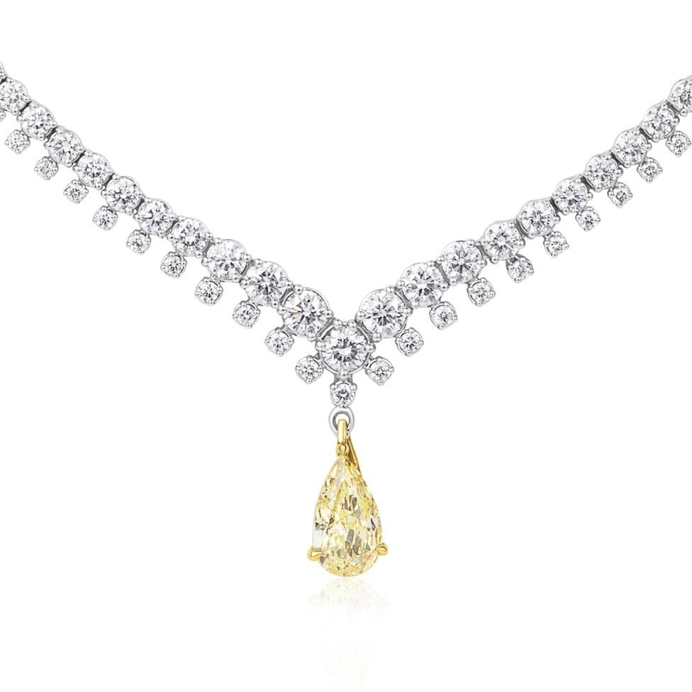 18ct Yellow Gold Yellow Pear Diamond Solitaire Pendant 1.57ct Thumbnail Image 4