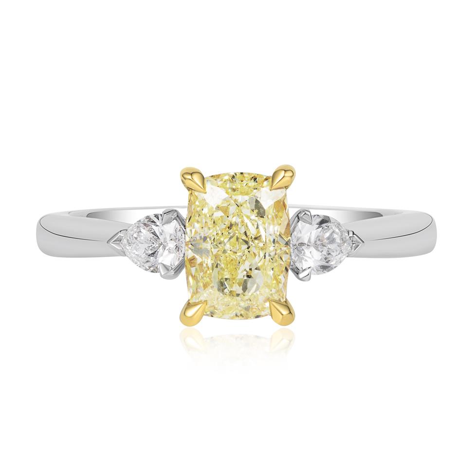 Platinum Yellow Cushion Diamond Engagement Ring 1.50ct Thumbnail Image 1