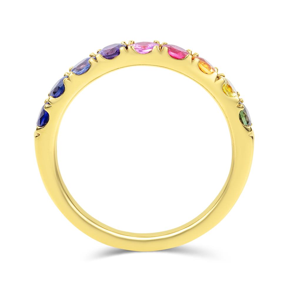 Samba 18ct Yellow Gold Rainbow Sapphire Half Eternity Ring Thumbnail Image 2