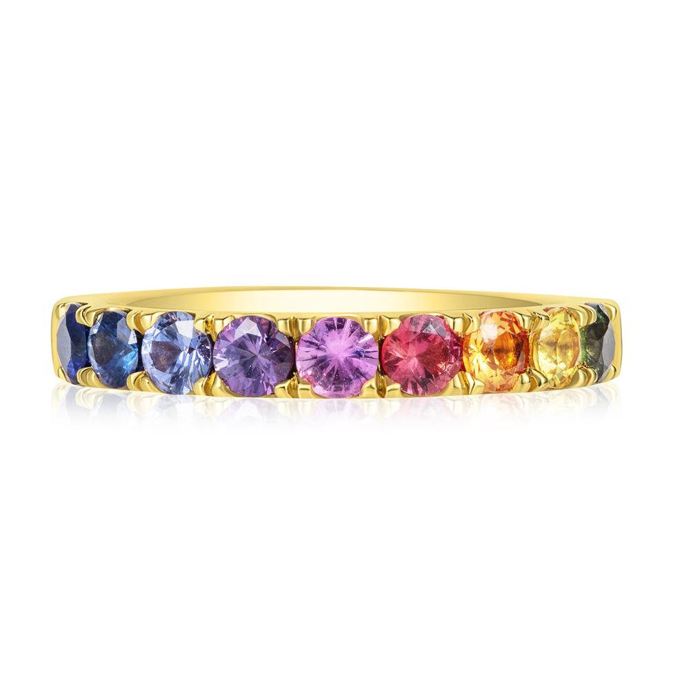 Samba 18ct Yellow Gold Rainbow Sapphire Half Eternity Ring Thumbnail Image 3