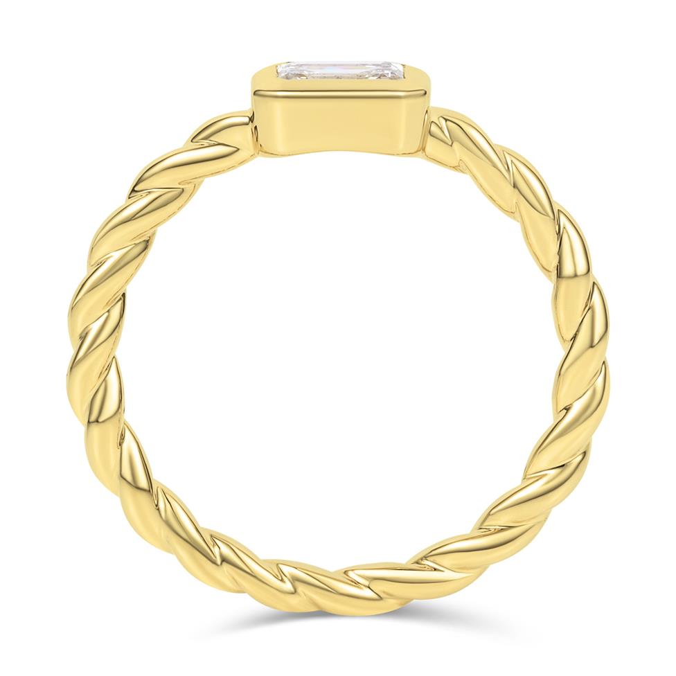 18ct Yellow Gold Emerald Cut Diamond Dress Ring Thumbnail Image 2