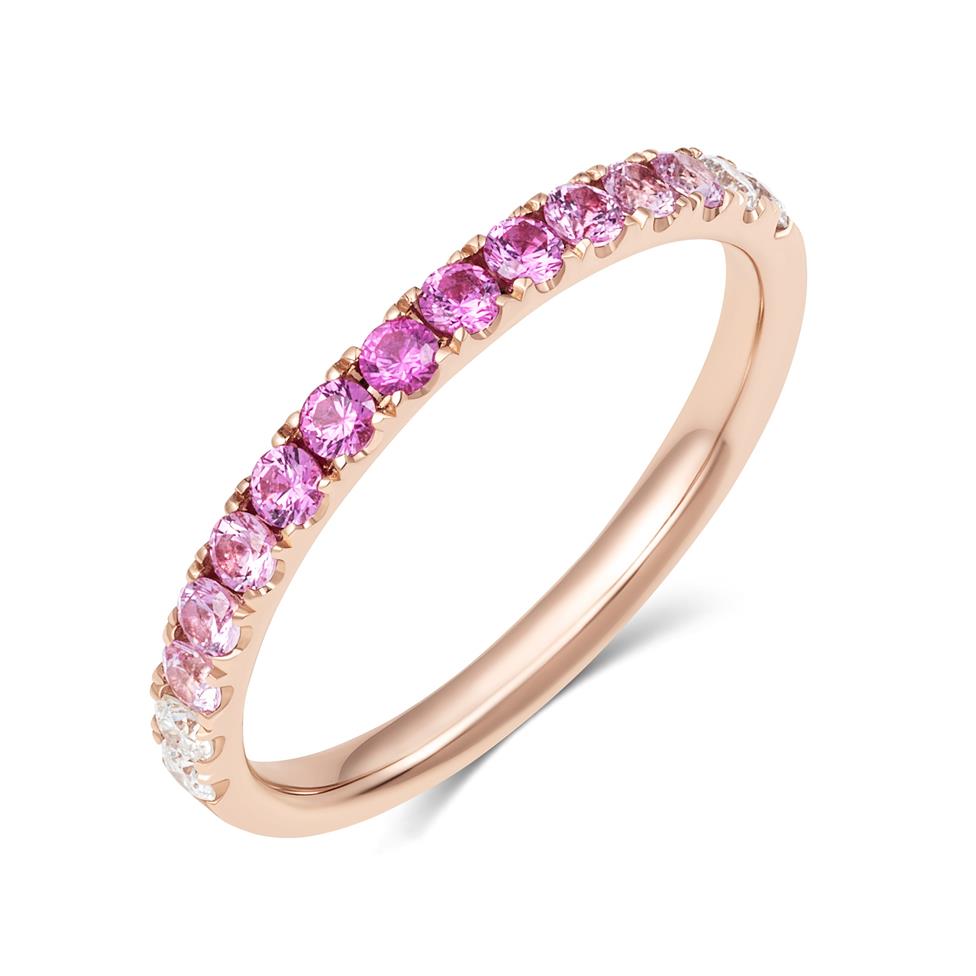 Bonbon 18ct Rose Gold Pink Sapphire Eternity Ring Thumbnail Image 0