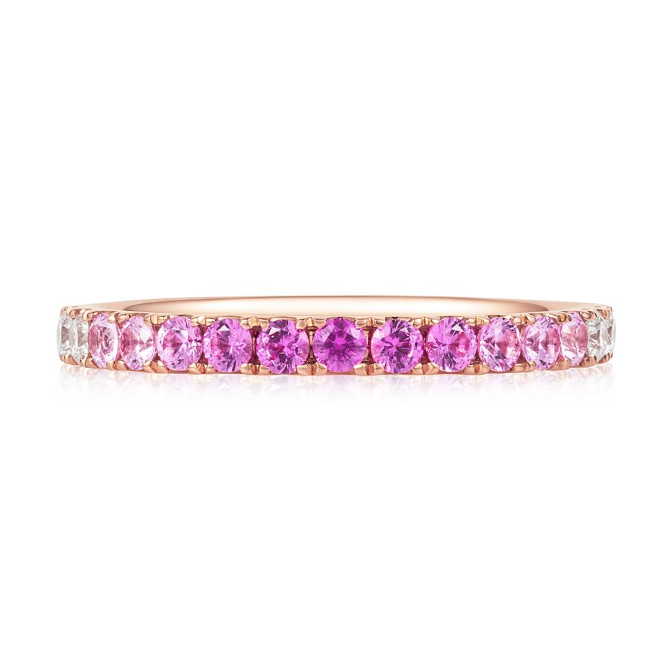 Bonbon 18ct Rose Gold Pink Sapphire Eternity Ring Thumbnail Image 1