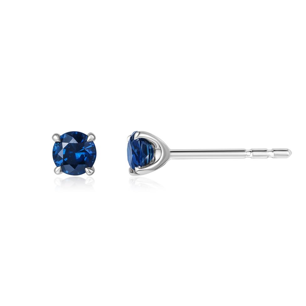 18ct White Gold Blue Sapphire Stud Earrings Thumbnail Image 0