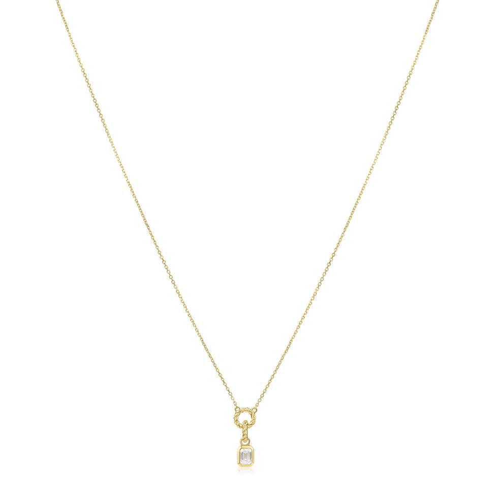 18ct Yellow Gold Emerald Cut Diamond Rope Necklace Thumbnail Image 1