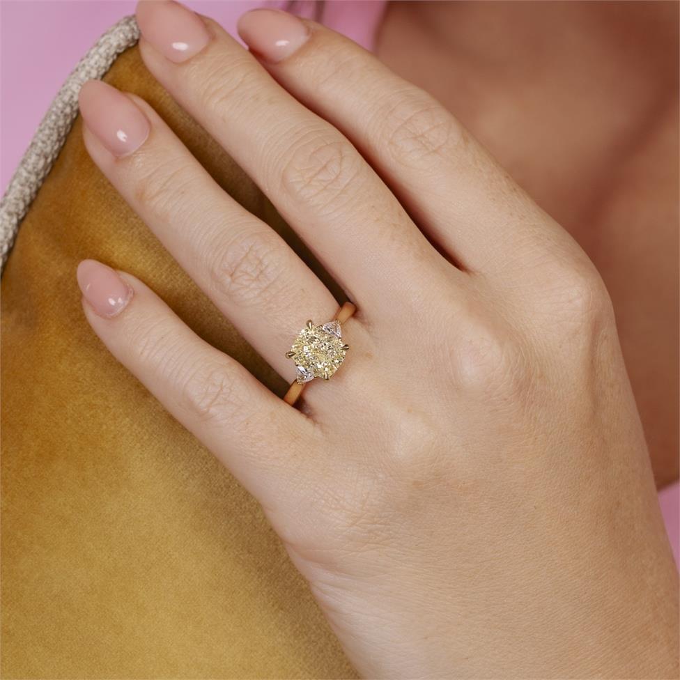 18ct Yellow Gold Yellow Cushion Diamond Engagement Ring 3.08ct Thumbnail Image 5