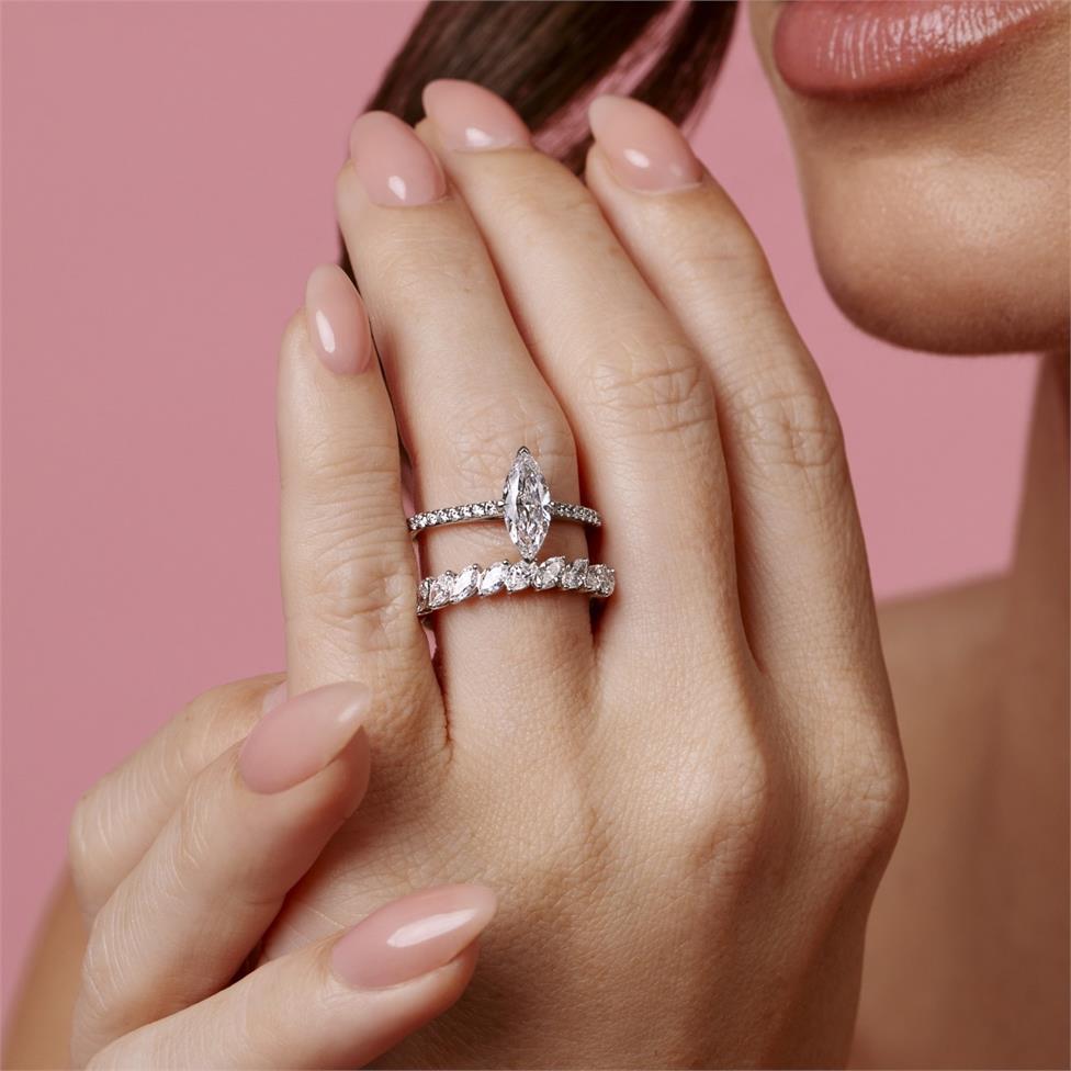 Platinum Marquise Shape Diamond Solitaire Engagement Ring 1.25ct Thumbnail Image 1