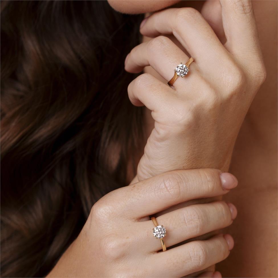 18ct Yellow Gold Twist Design Diamond Solitaire Engagement Ring 1.00ct Thumbnail Image 1