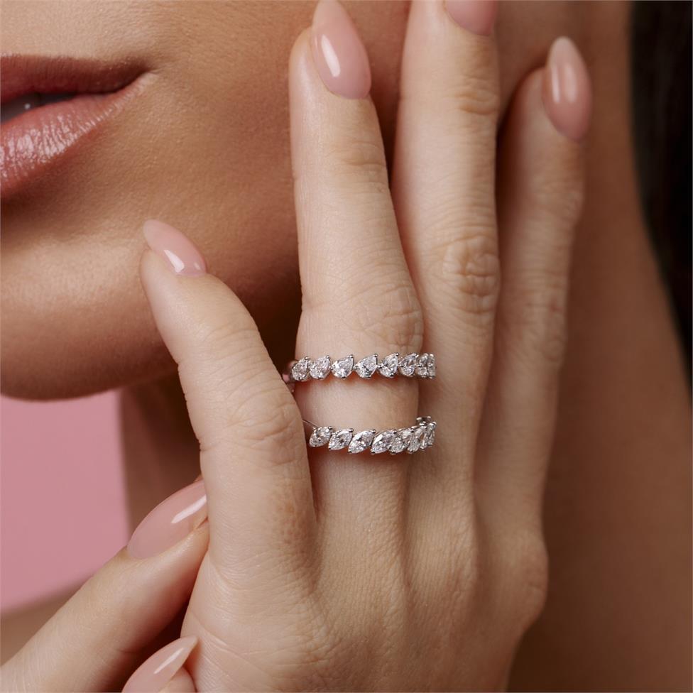 Platinum Pear Diamond Half Eternity Ring 0.70ct Thumbnail Image 1