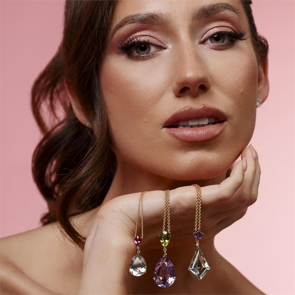 Sweetpea Green Amethyst and Pink Tourmaline Necklace Thumbnail Image 2